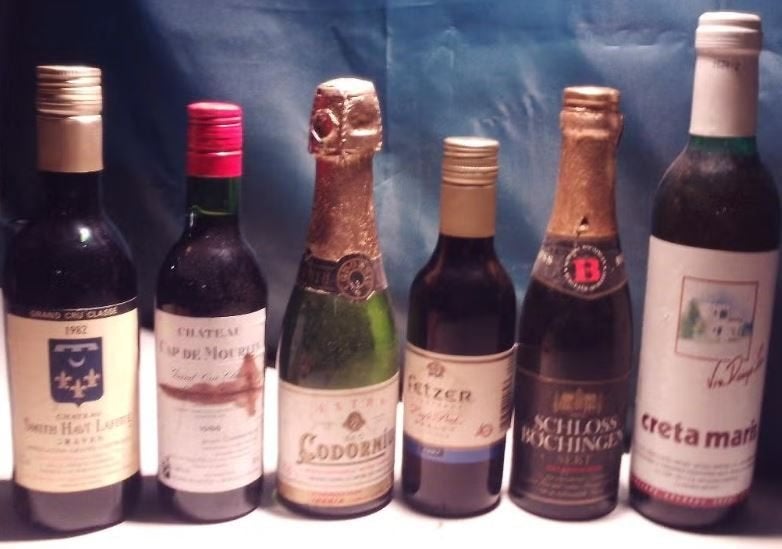 6 Kleine Wijnflesjes w.o. 2x Grand Cru Classé, Frankrijk, Ophalen of Verzenden, Zo goed als nieuw, Rode wijn