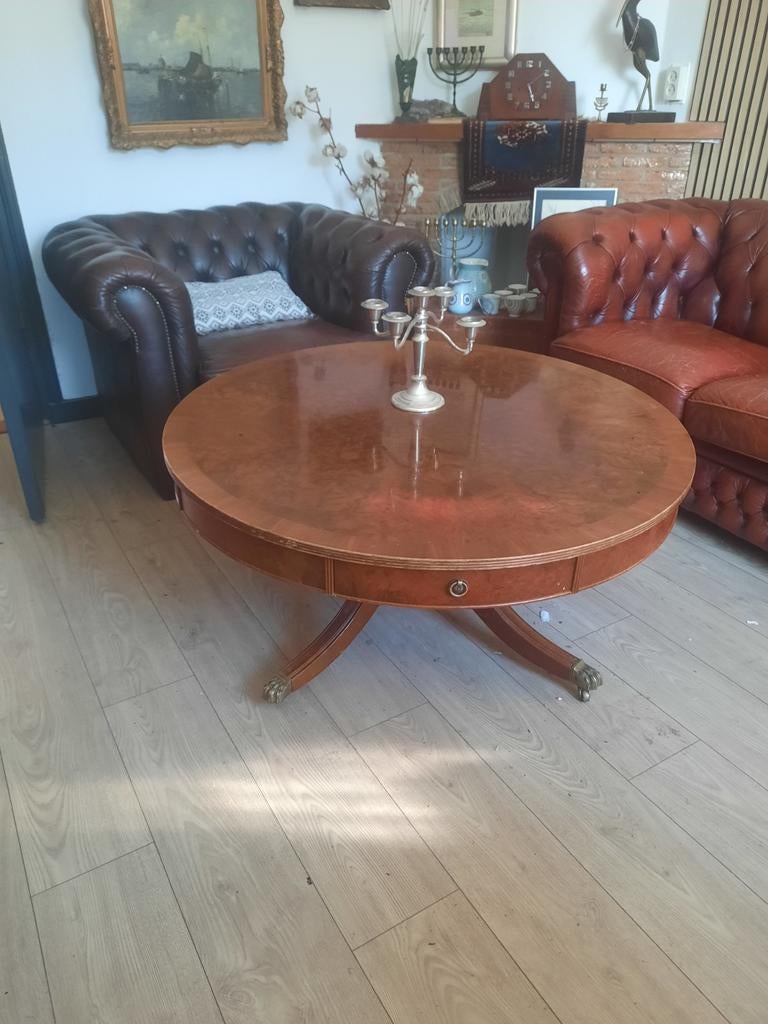 Vintage Topform trommel salontafel - jaren 70 - mahonie, Ophalen