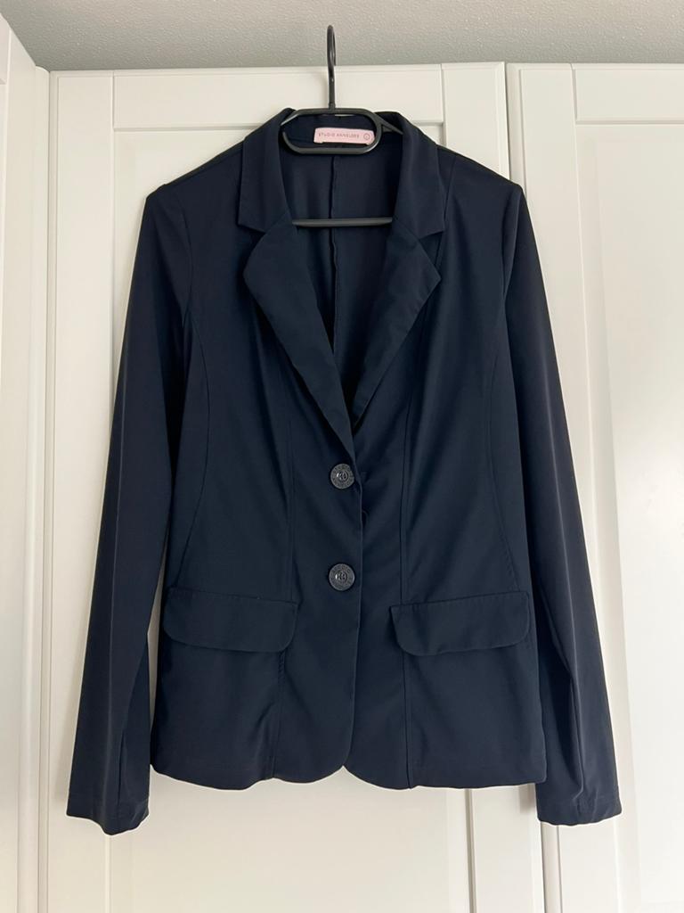 Studio anneloes clean blazer L donkerblauw travelstof, Blauw, Maat 42/44 (L), Ophalen of Verzenden, Zo goed als nieuw