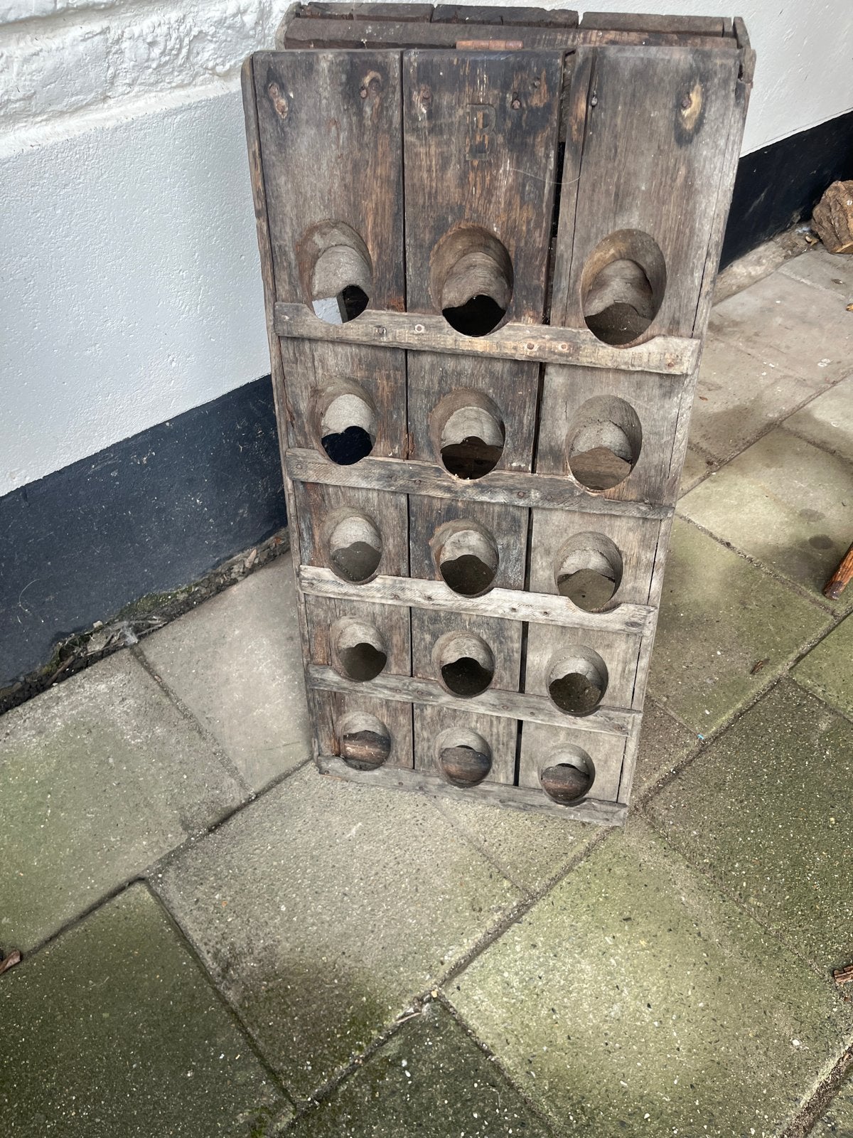 Vintage houten wijnrek - 30 flessen, Huis en Inrichting, Ophalen, Gebruikt, 25 flessen of meer, 75 – 100