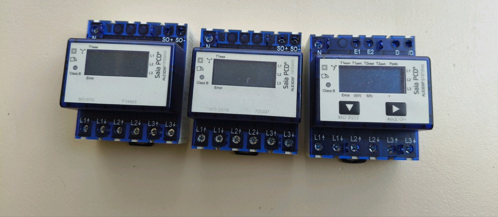 3x 3 fase kWh meter Saia PCD, Verzenden, Gebruikt