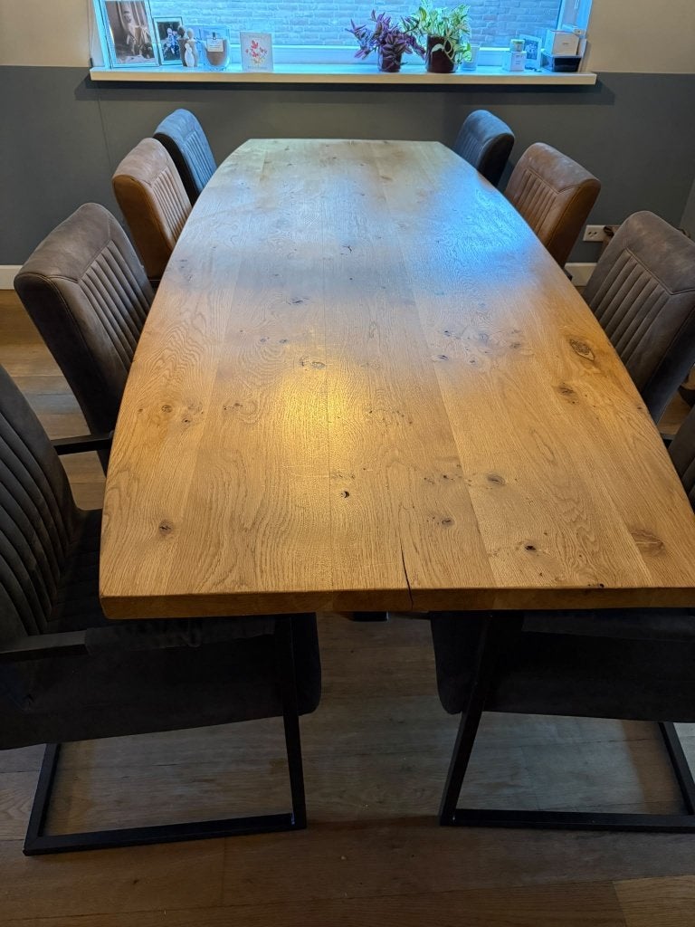 Eettafel + 8 stoelen, Ophalen, Gebruikt, 200 cm of meer, 50 tot 100 cm