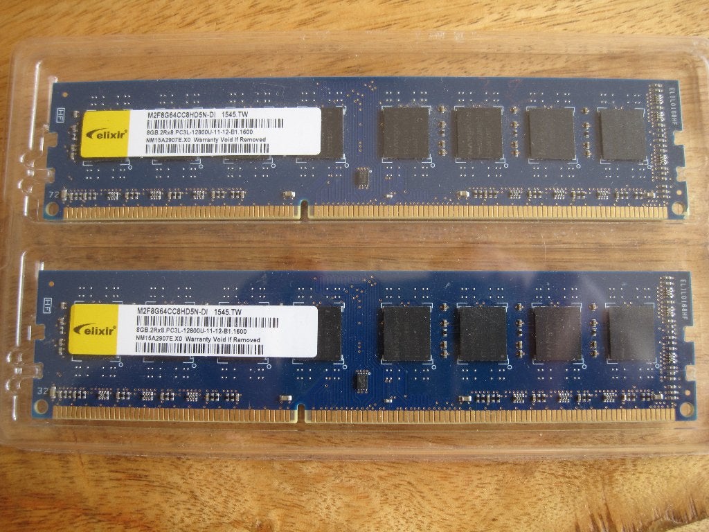 2x8 Elixir 16GB PC3L-12800U DDR3L Desktop RAM, Computers en Software, RAM geheugen, Ophalen, DDR3, Zo goed als nieuw, Desktop