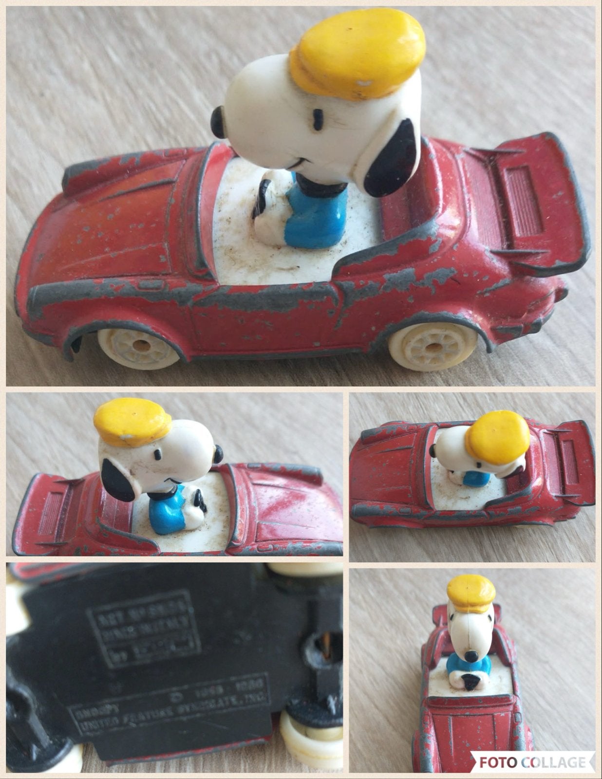 Vintage Snoopy in auto - Peanuts verzamelobject, Verzamelen, Speelgoed, Ophalen of Verzenden, Gebruikt