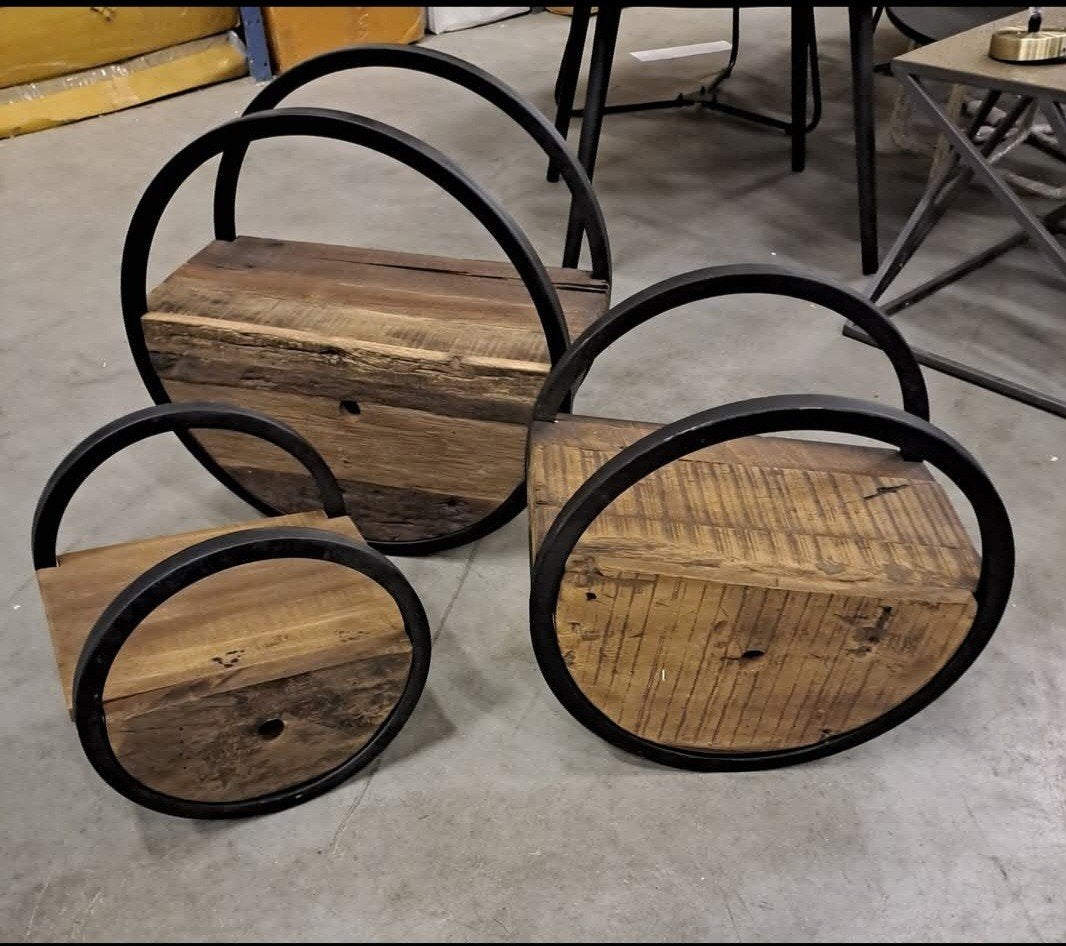 Set van 3 Wandschappen - Industrieel Hout & Metaal, Ophalen, Hout, Nieuw, Bruin