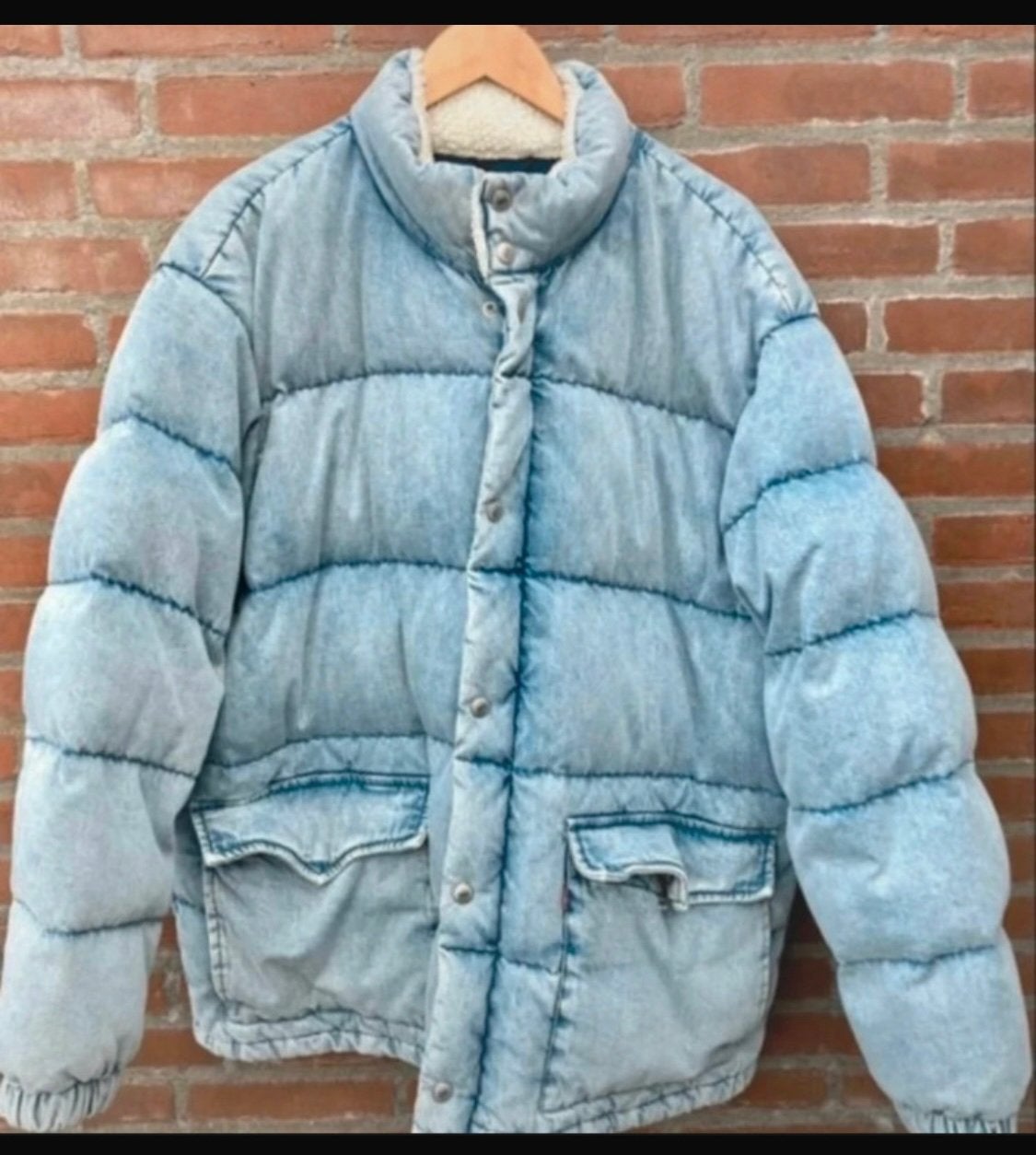 Levi's western super puffer jacket coat Large down denim, Ophalen of Verzenden, Zo goed als nieuw, Maat 52/54 (L), Blauw