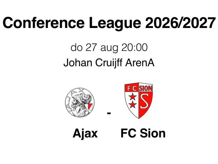 Ajax - FC Sion. 2 kaarten naast elkaar., Tickets en Kaartjes, Sport | Voetbal, Twee personen