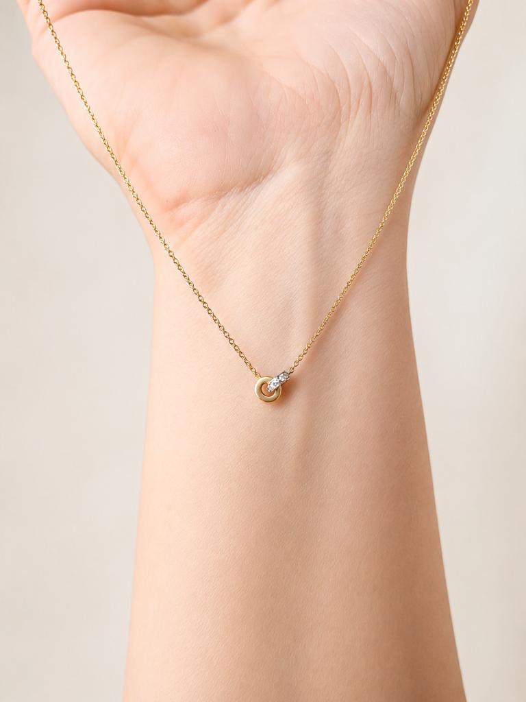 Prachtige 14K Gouden Ketting met Diamantjes, Ophalen of Verzenden, Zo goed als nieuw, Met edelsteen, Goud