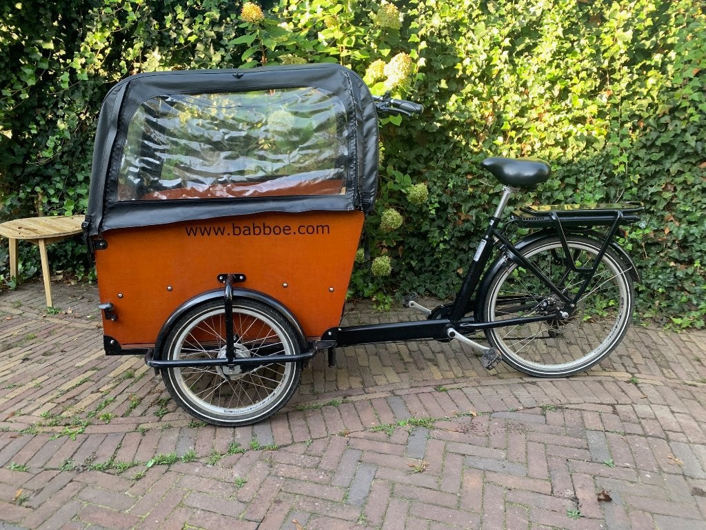 Babboe big-e Bakfiets, Fietsen en Brommers, 4 kinderen of meer, Zo goed als nieuw, Elektrisch, Trommelrem