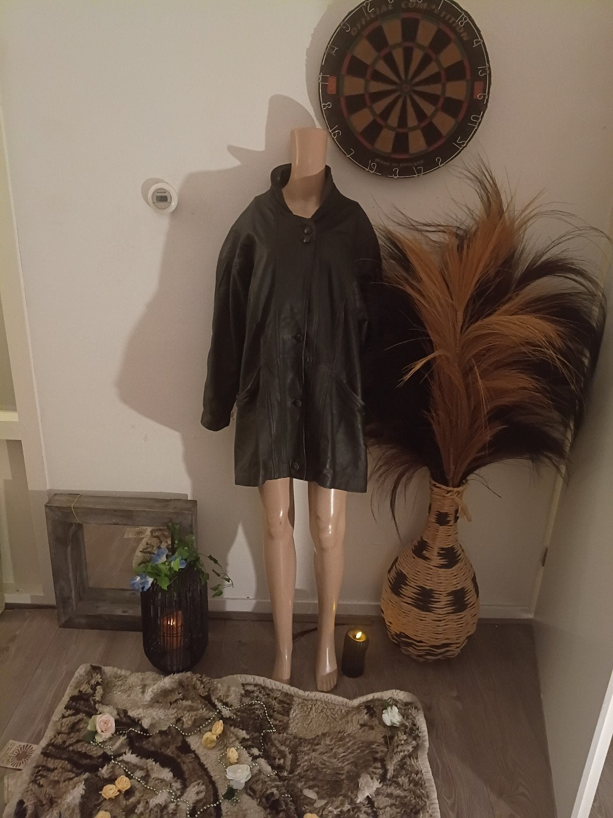 Vintage Zwarte Leren Jas - Maat M, Kleding | Dames, Maat 38/40 (M), Zwart, Ophalen of Verzenden, Onbekend