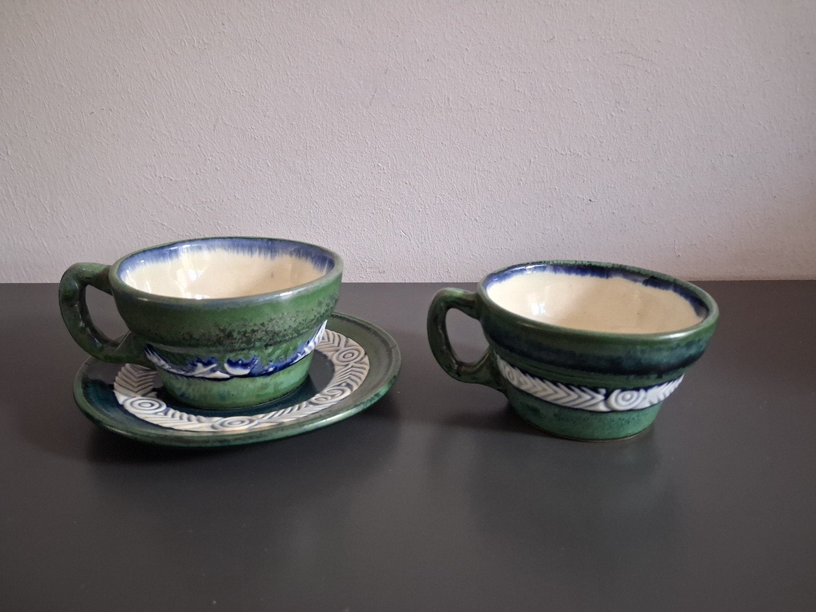 Vintage HB Quimper Frankrijk Kop en Schotel Set, Ophalen of Verzenden