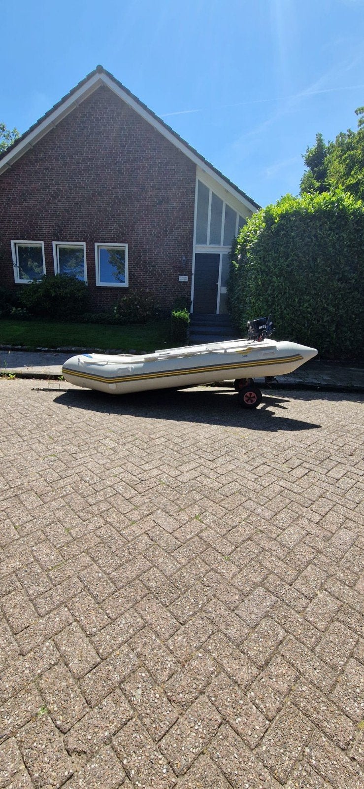 Rubberboot 3.40m +5pk mercury+fietstrailer, Watersport en Boten, Ophalen, Peddels, Mercury