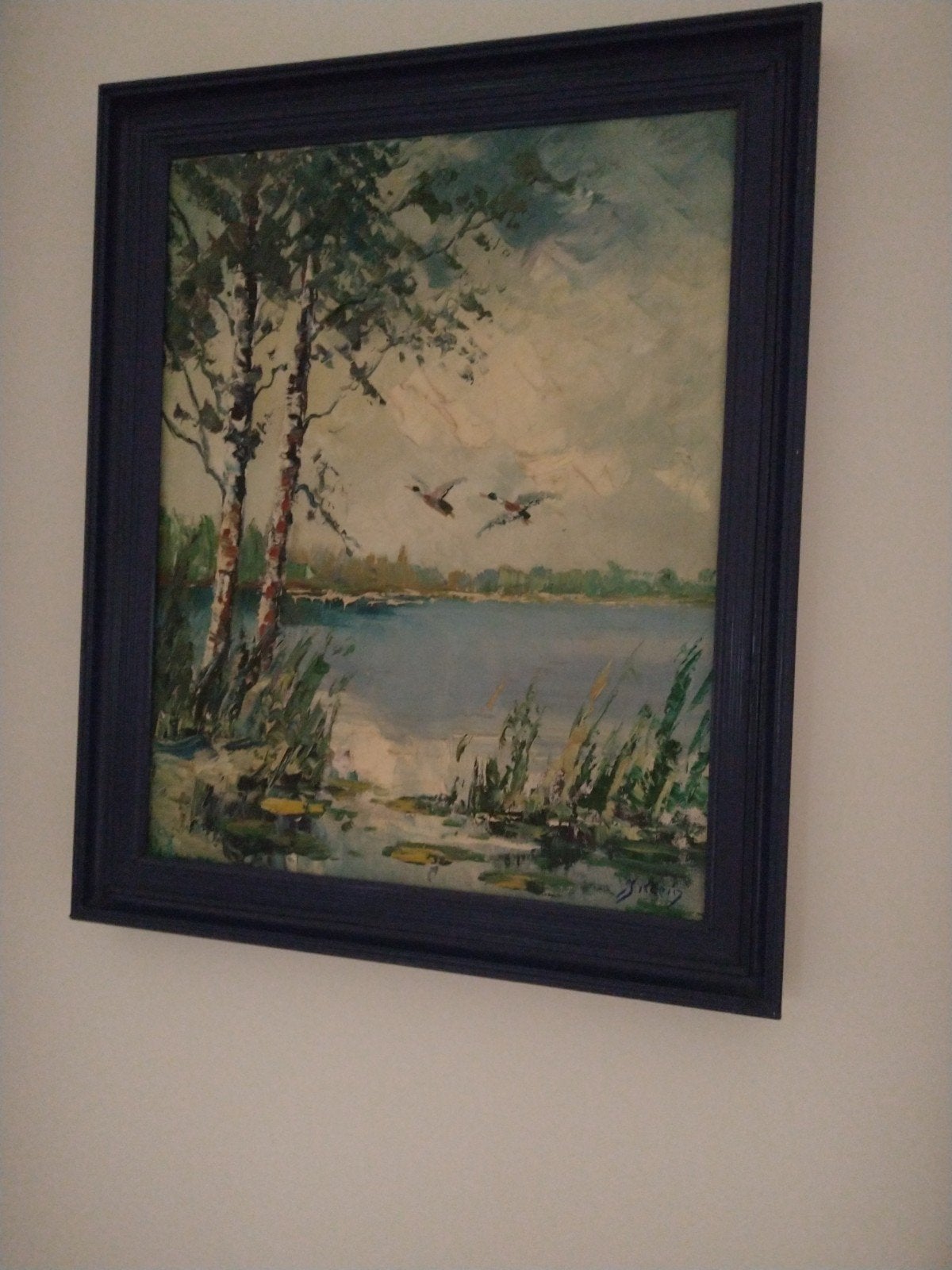 Olieverf Schilderij: Peel Landschap met Opvliegende Eenden, Antiek en Kunst, Ophalen