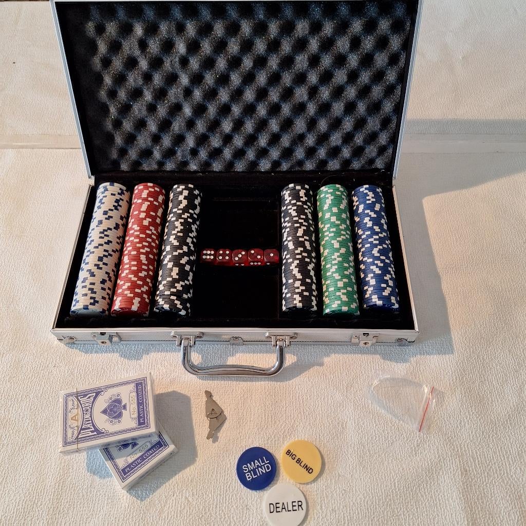 Poker set met aluminium koffer 300 chips, Ophalen of Verzenden, Zo goed als nieuw