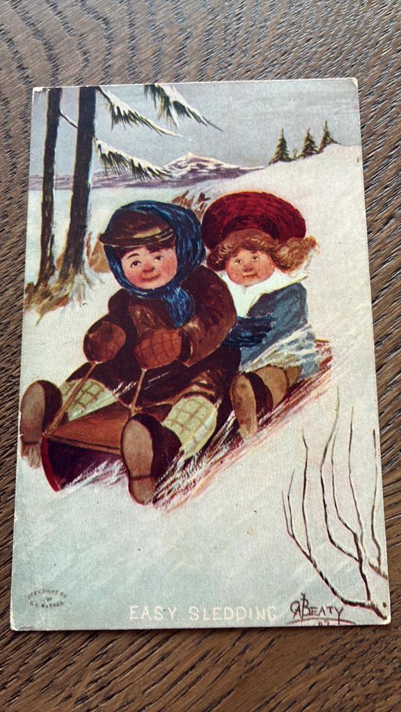 Gemakkelijk sleeen.samen op de slee. 1909, Ophalen of Verzenden, Voor 1920, Gelopen