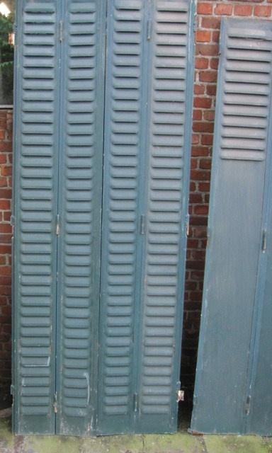 Groene ijzeren shutters / luiken, midden scharnierend 198,5h, Antiek en Kunst, Curiosa en Brocante, Ophalen