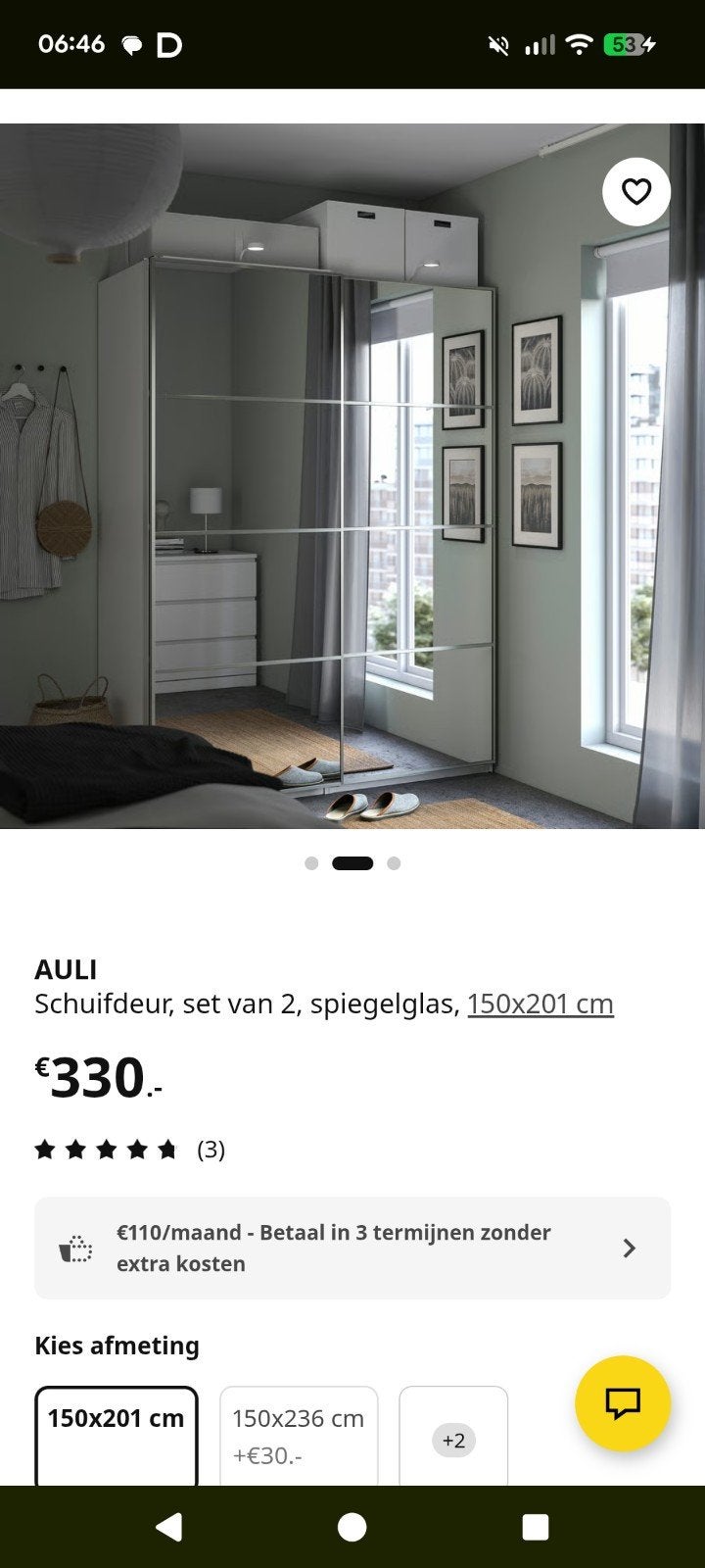 Ikea pax kast spiegel schuifeur, Ophalen