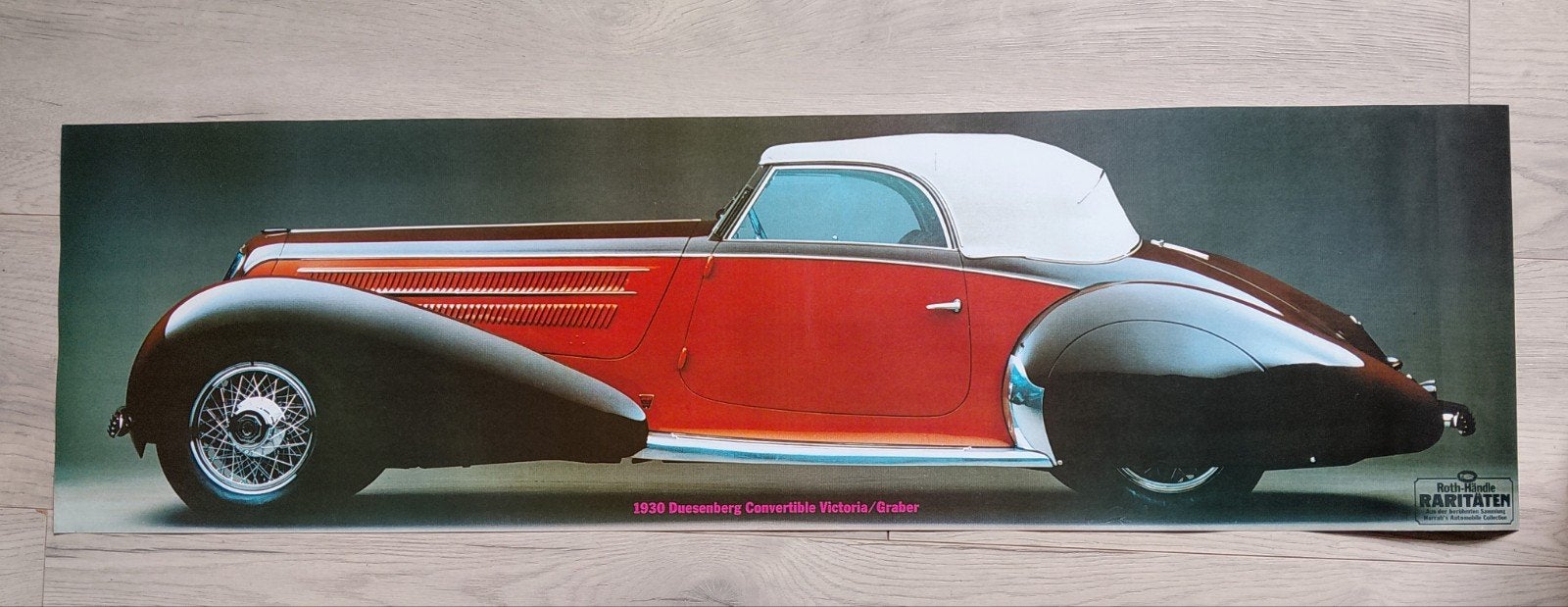 1930 Duesenberg Convertible Victoria/Graber Poster, Gebruikt, Rechthoekig Liggend, Ophalen of Verzenden, A1 t/m A3