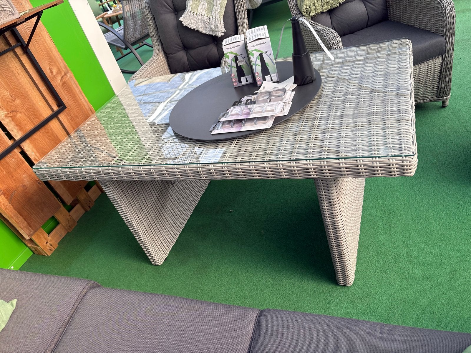 Nieuwe wicker tuintafel met glasplaat, Ophalen, Nieuw, Rechthoekig, Wicker