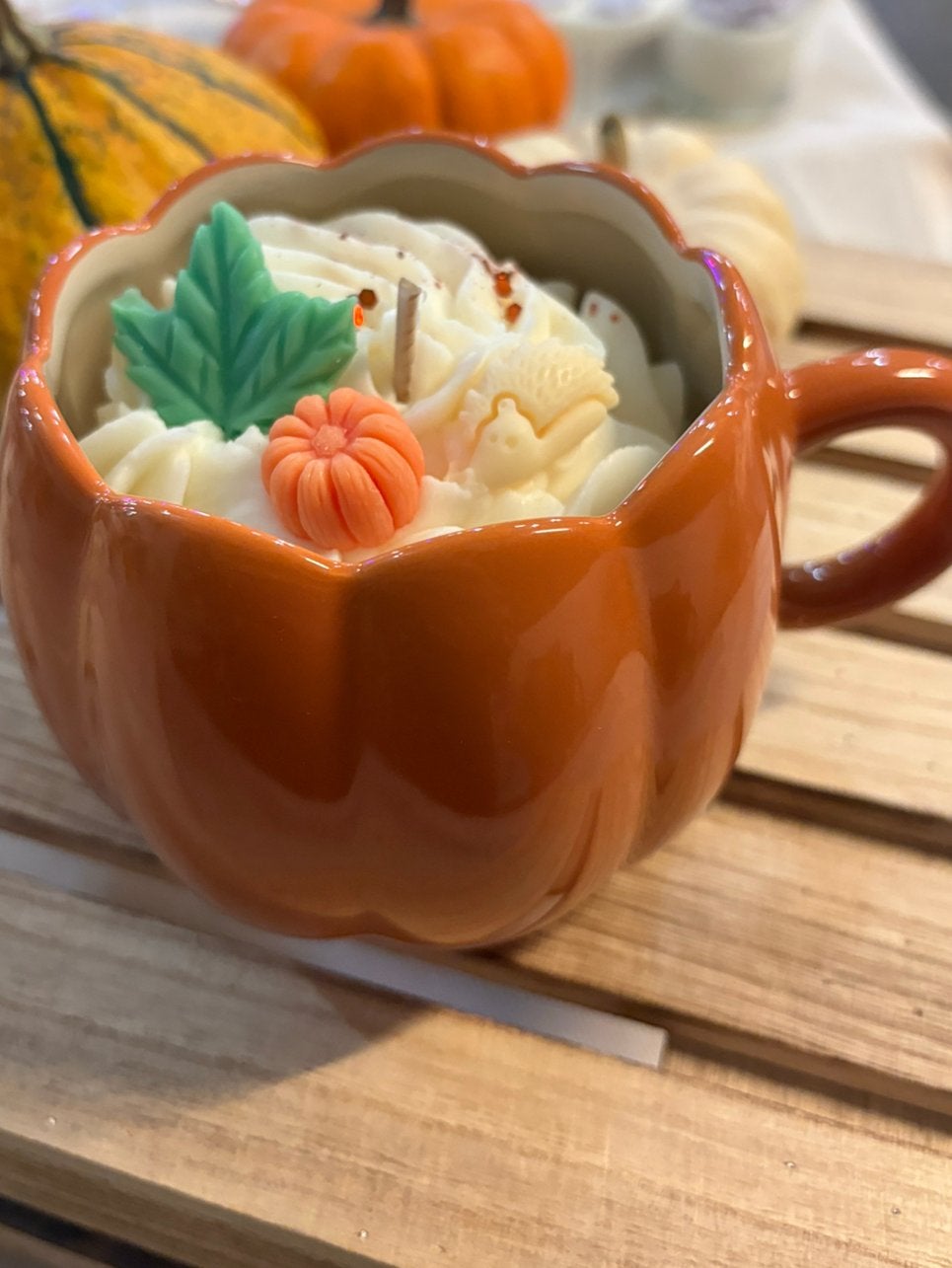 Herfst kaars - Pompoen mok groot, Ophalen of Verzenden, Kaars