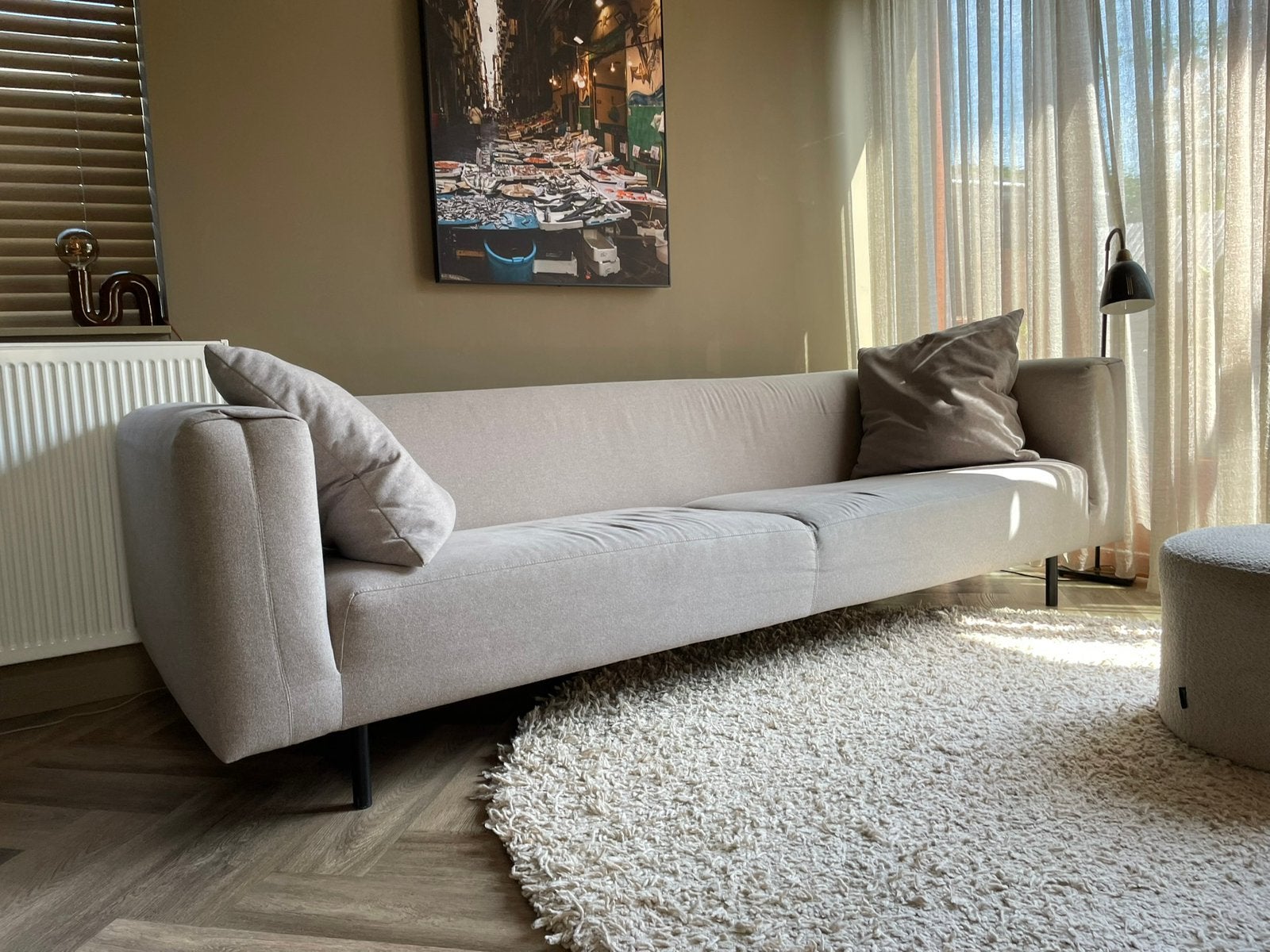 Cartel living beige bank 2.55 meter, Ophalen, Zo goed als nieuw, 75 tot 100 cm