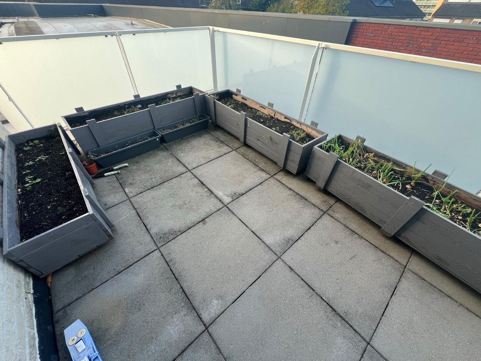 4 grote en 2 kleine Houten plantenbakken voor balkon of tuin, Tuin en Terras, Ophalen, Gebruikt, 100 cm of meer, Balkon