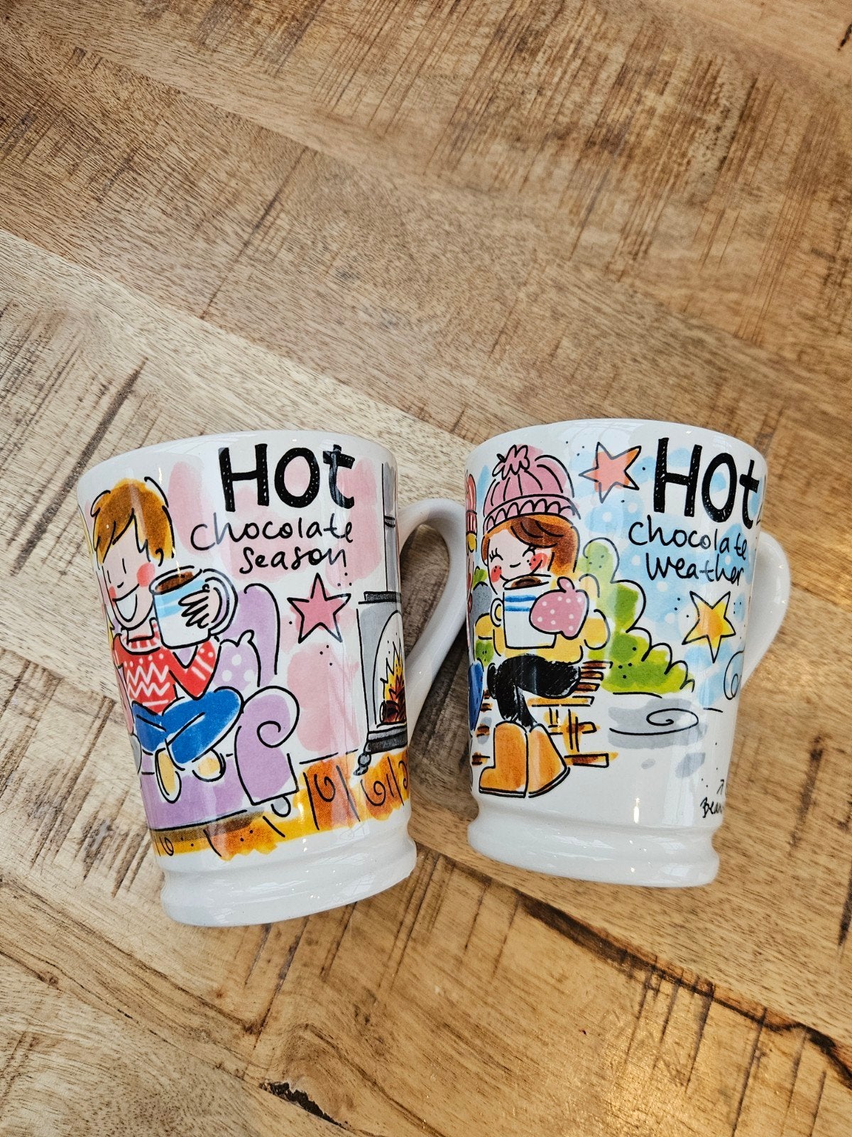 2x Blond Amsterdam mokken - Hot Chocolate Weather, Blond Amsterdam, Ophalen of Verzenden, Zo goed als nieuw, Kop(pen) en/of Schotel(s)