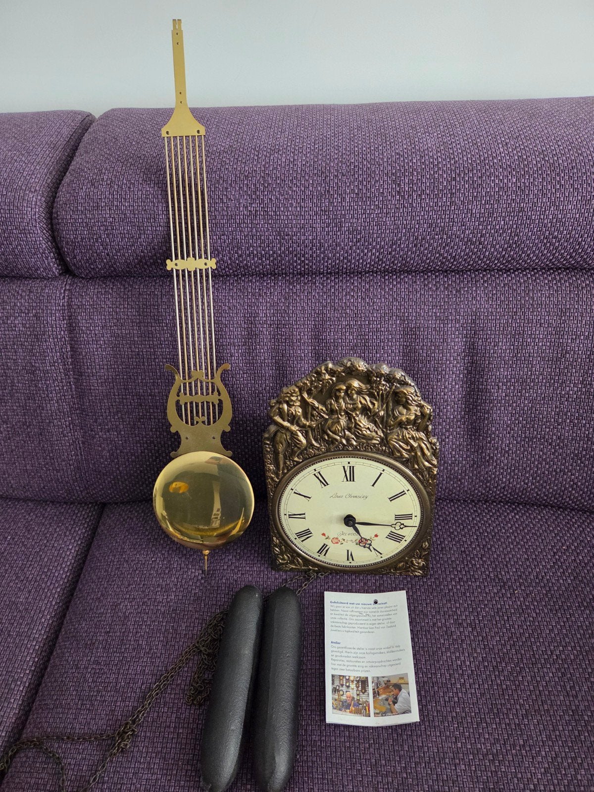 Antieke comptoise klok met slinger en Gewichten - Decoratief, Ophalen