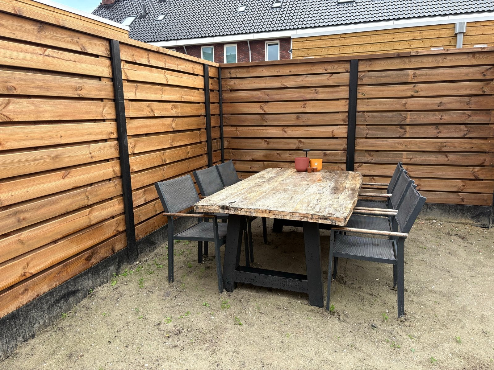 Massief eikenhouten tuintafel, Ophalen, Gebruikt, Rechthoekig, Hout