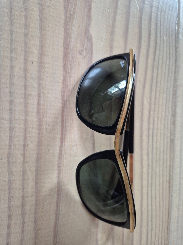 Vintage B&L Ray-Ban Olympian I 4 3/4 USA en originele koker, Gebruikt, Zonnebril, Verzenden, Zwart