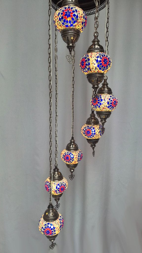 Kroonluchter/hanglamp van mozaïek, Ophalen, Gebruikt, E14 (klein), Glas