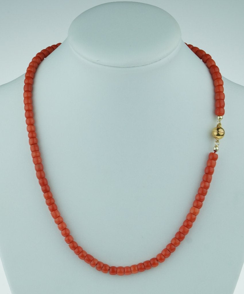 Bloedkoraal fraaie ketting vintage magneet slot goud zilver