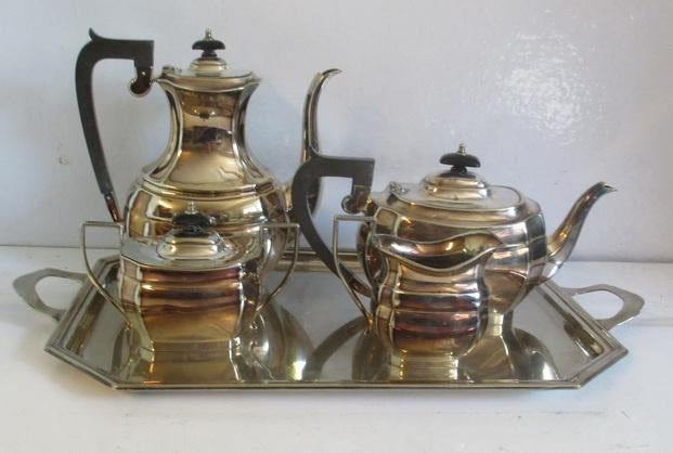 vintage Engels verzilverd koffie chocolade set JBC & SL, Verzenden