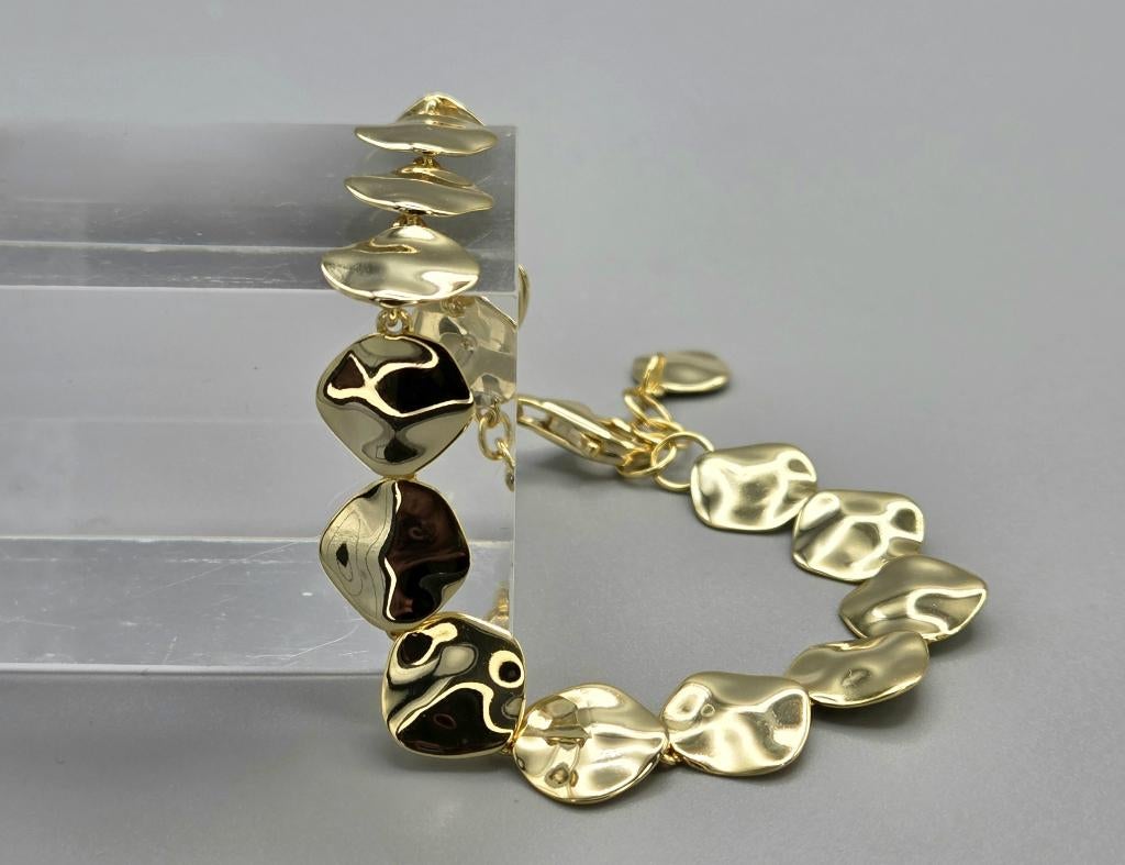 Goud op zilver design schakel armband. 2026/215