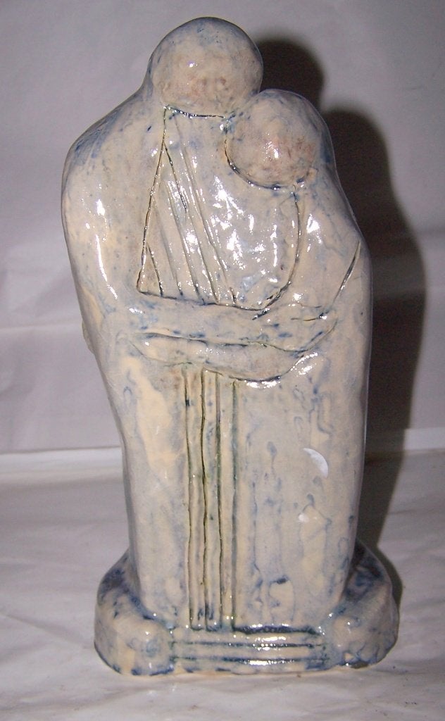 Prachtig keramieken beeld verliefd paar. Nwst. H. 24 cm., Antiek en Kunst, Art nouveau, Ophalen of Verzenden, 20 - 50 cm, Steen of Keramiek