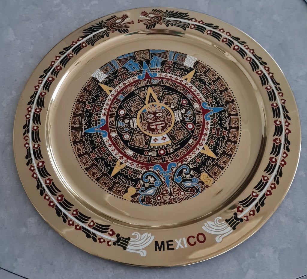Mooi messing wandbord Mexico met zonnewijzer, Ophalen of Verzenden