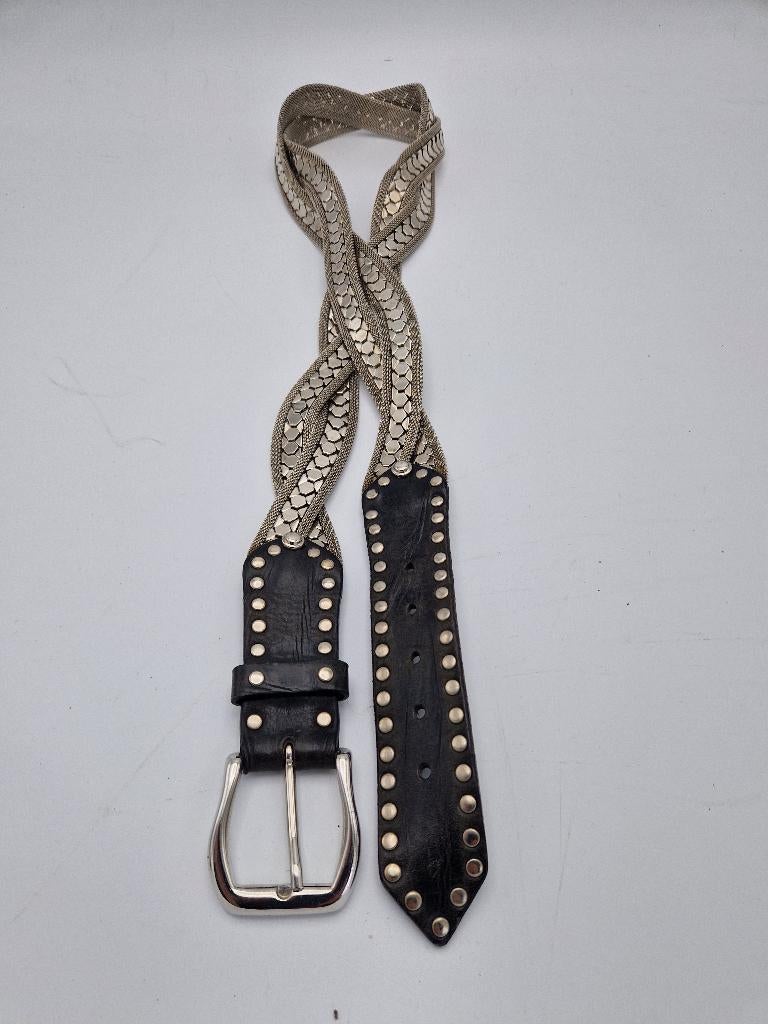 Nanni Milano statement riem – leer & metalen schakels, 3 tot 5 cm, Nijmegen, Echt leder, Verhip-vintage.nl