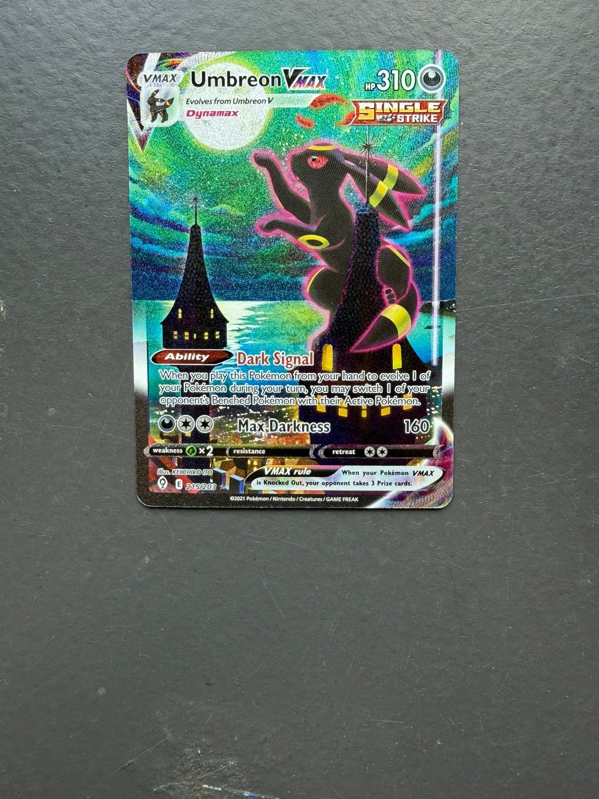 Pokemon umbreon vmax (215/203) evolving skies, Ophalen, Nieuw, Losse kaart, Foil