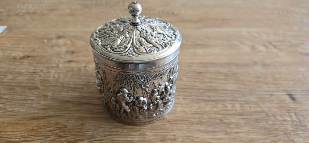D.E. verzilverde Theedoos, Antiek en Kunst, Ophalen of Verzenden, Zilver