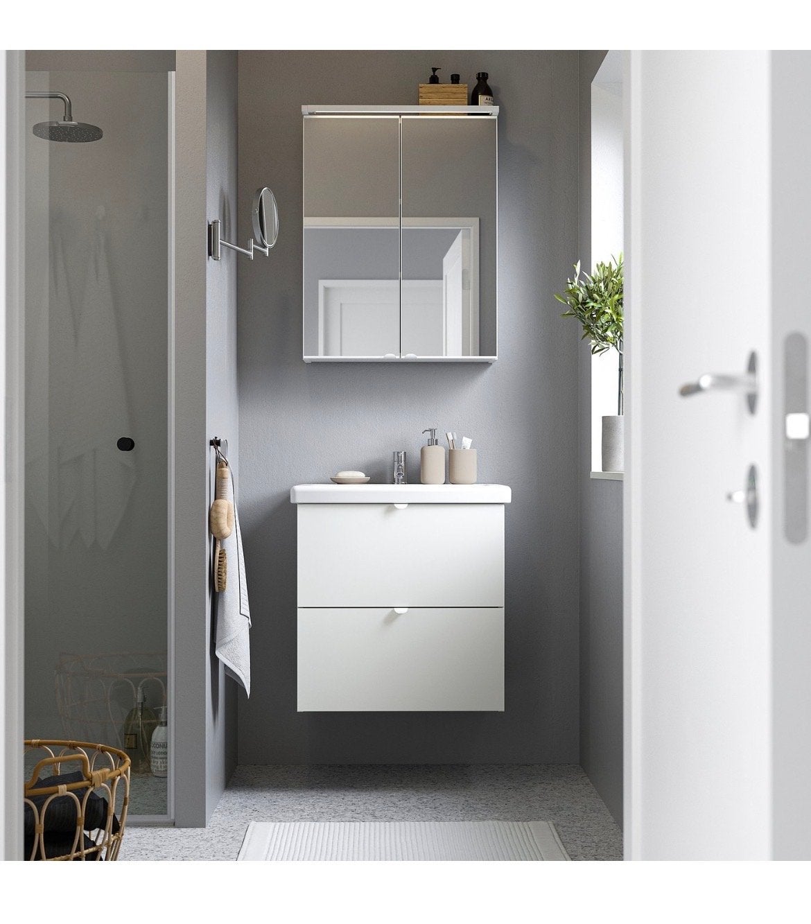 IKEA ENHET badkamerkast 80x75x17, Huis en Inrichting, Badkamer | Badkamermeubels, Ophalen, 50 tot 100 cm, Minder dan 25 cm, Minder dan 100 cm