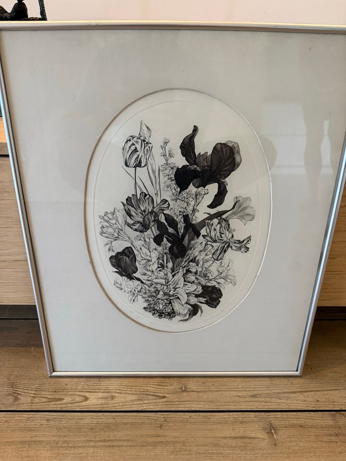 Bloemen ets, Dick Stolwijk, gesigneerd en genummerd, Antiek en Kunst, Ophalen of Verzenden, Flora en Fauna, 1950 - 1999, Genummerd