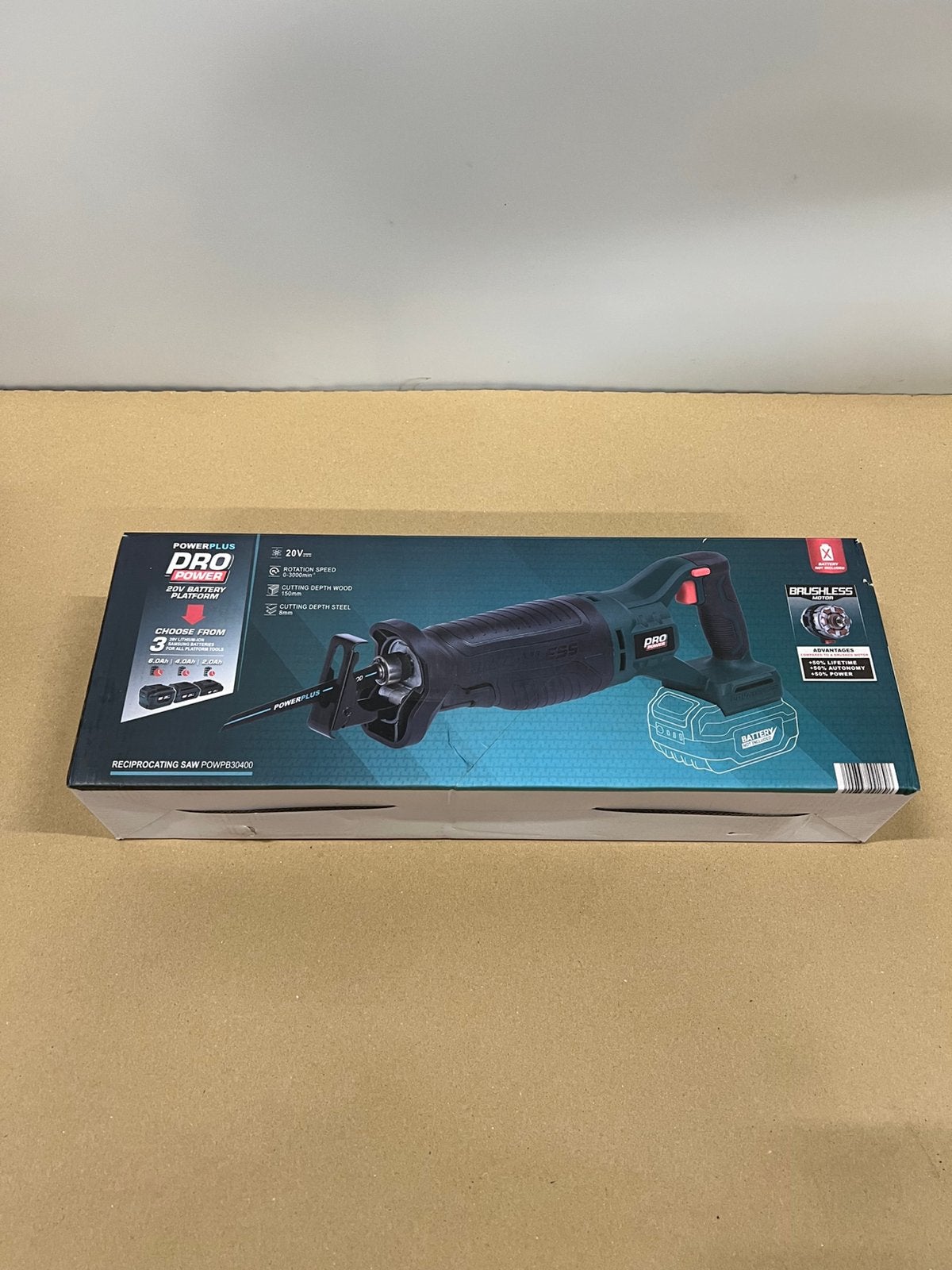 Nieuwe Powerplus accu reciprozaag POWPB30400 - 20V machine, Ophalen of Verzenden, Nieuw, Reciprozaag, 70 mm of meer