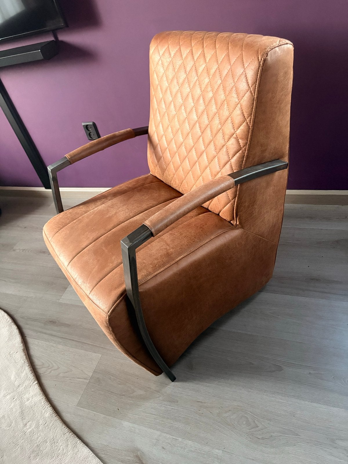 Stoel- Cognac kleurig, Ophalen, Zo goed als nieuw, Overige materialen, 50 tot 75 cm