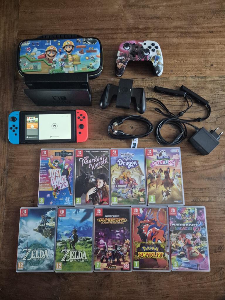 Complete Nintendo Switch 1 set plus 9 games, Ophalen of Verzenden, Gebruikt, Met games, Switch Original
