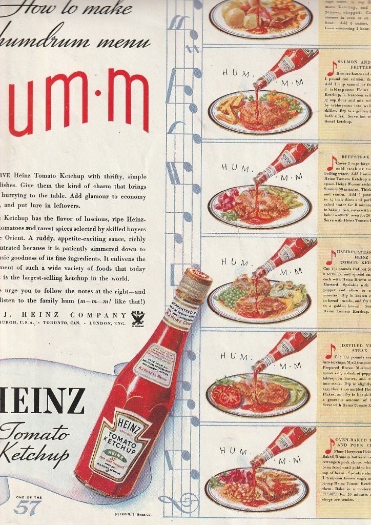 retro reclame 1935 Heinz ketchup lekkere recepttips, Verzenden, Overige typen