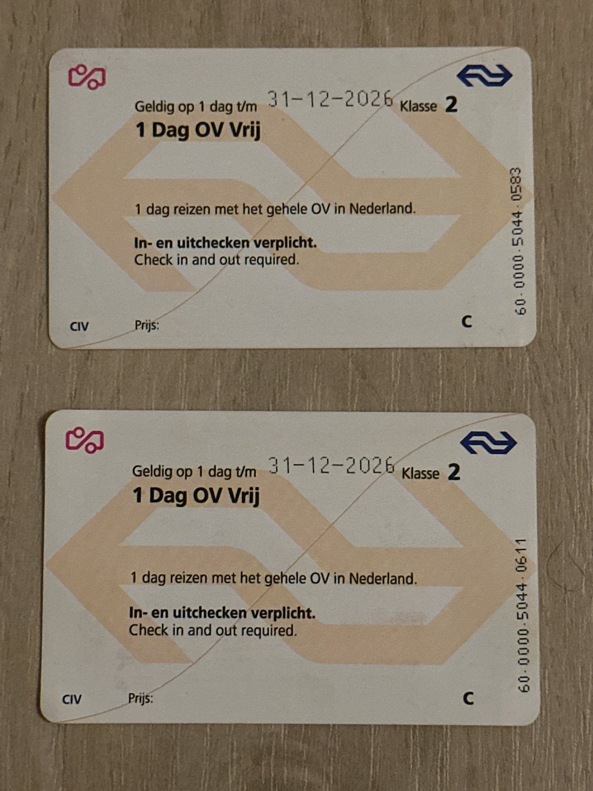 2X OV Dagkaart, Twee personen, Trein, Algemeen kaartje
