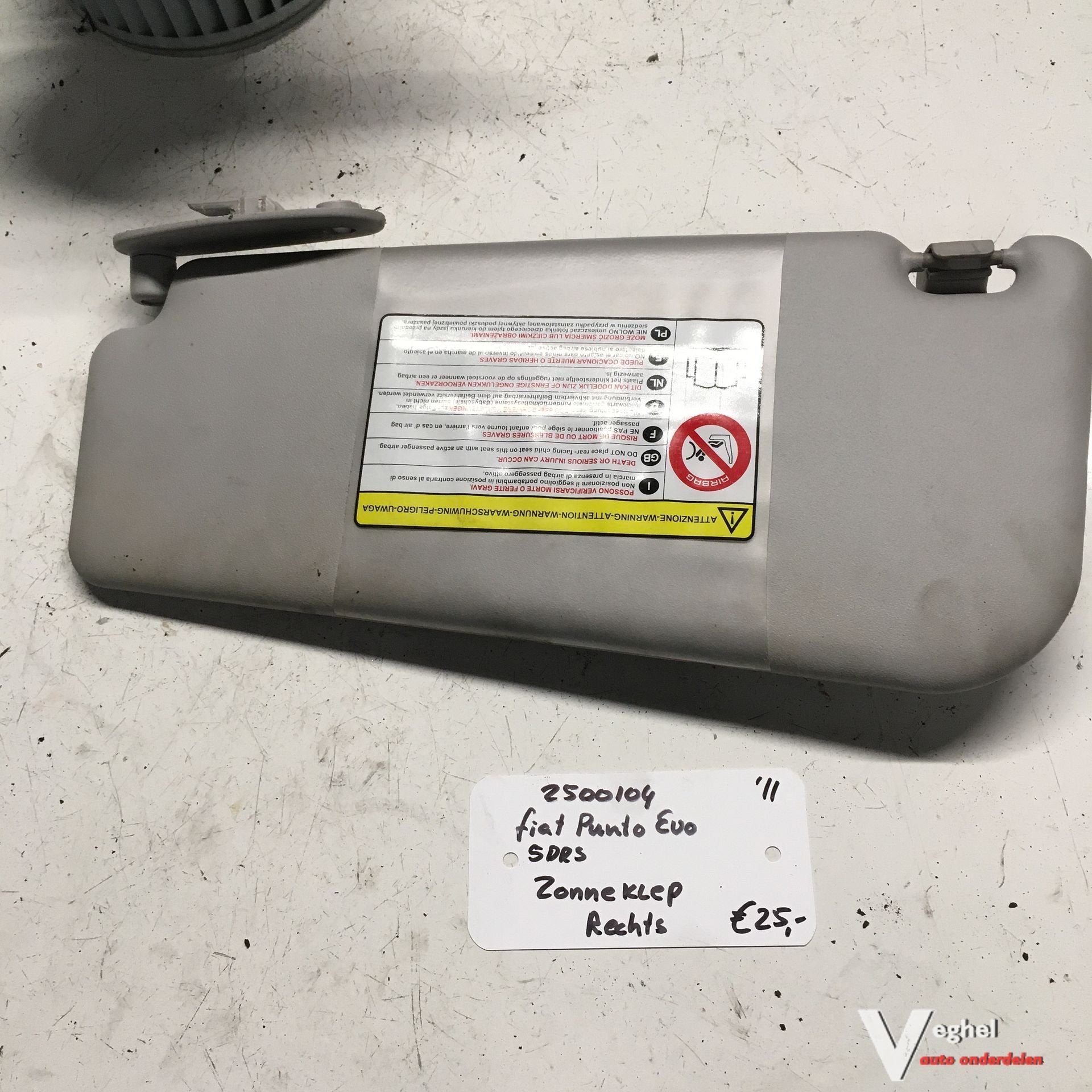 Fiat Punto Evo 5drs  2011 2500104 Zonneklep Rechtsvoor, Gebruikt, -, -, Ophalen of Verzenden
