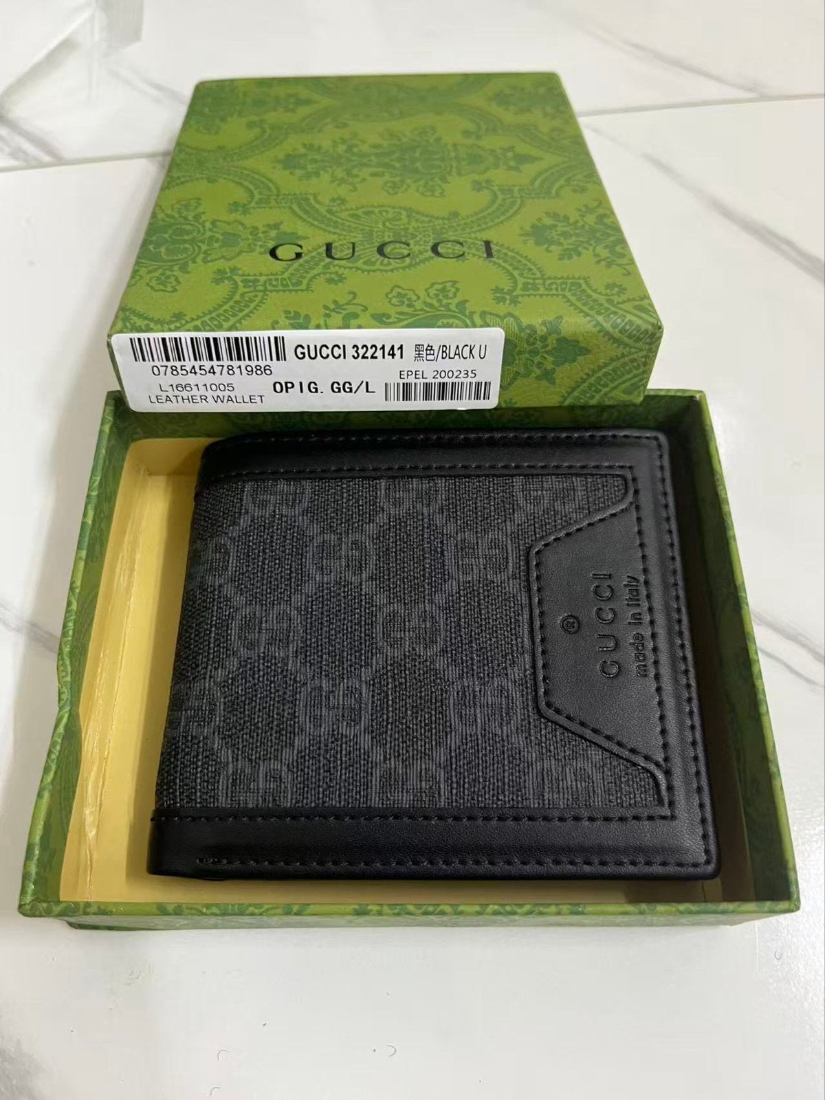 Gucci heren portemonnee vouwmodel GG zwart‑grijs, Overige merken, Zwart, Nieuw, Ophalen of Verzenden