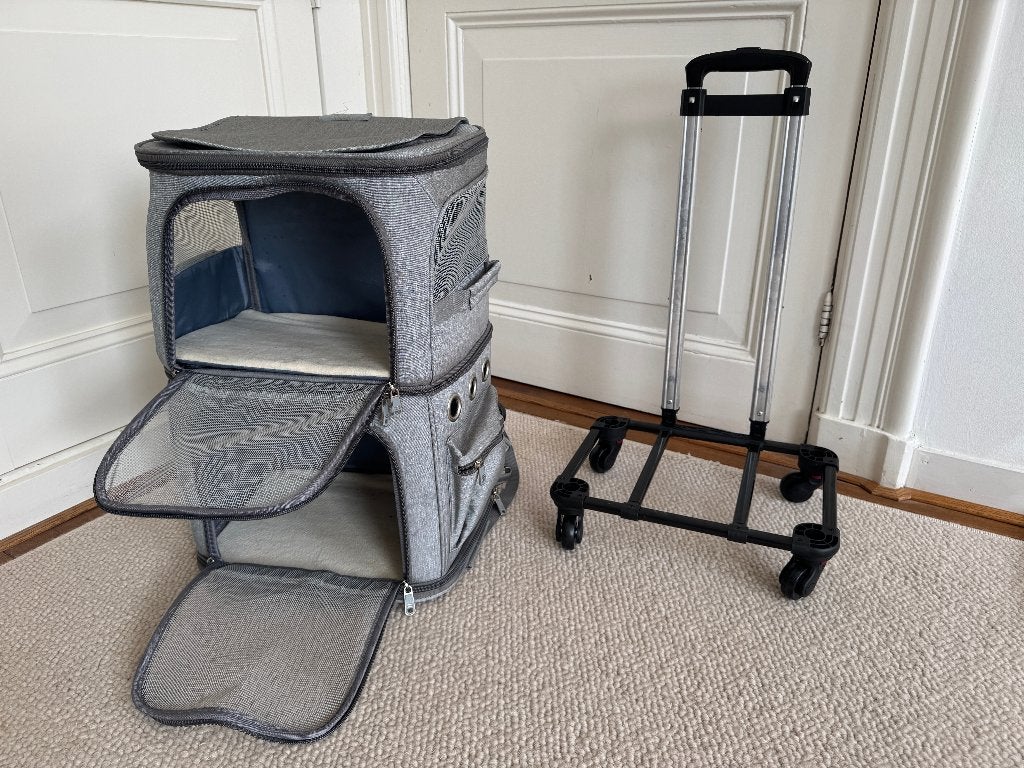 Kattenrugzak / reistas voor 2 katten – met trolley, Ophalen, Zo goed als nieuw