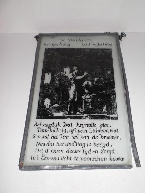 Glas in lood De Glasblaaser, Ophalen of Verzenden, Gebruikt, Minder dan 50 cm, Schilderij